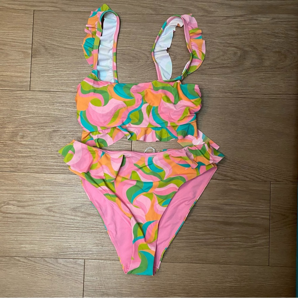 Barbie Pink and Green Bikini with Playful Ruffles